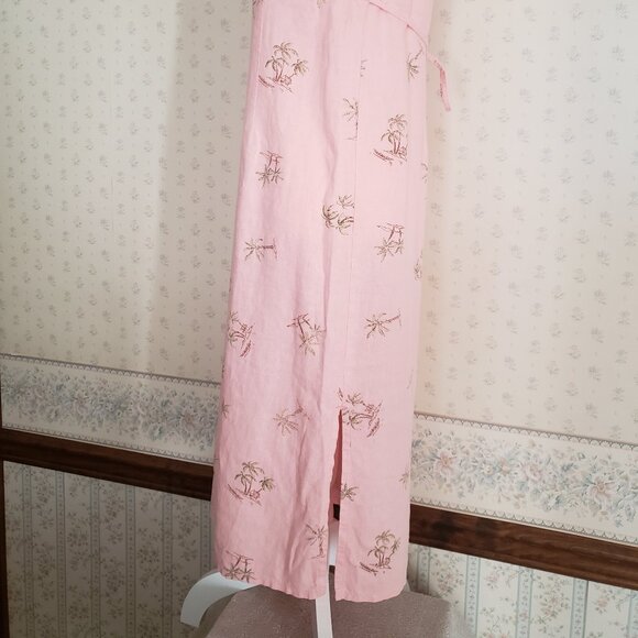 SAG HARBOR VTG PETITE PALE PINK PALM TREE DRESS WITH MATCHING CARDIGAN SWEATER - Picture 6 of 14